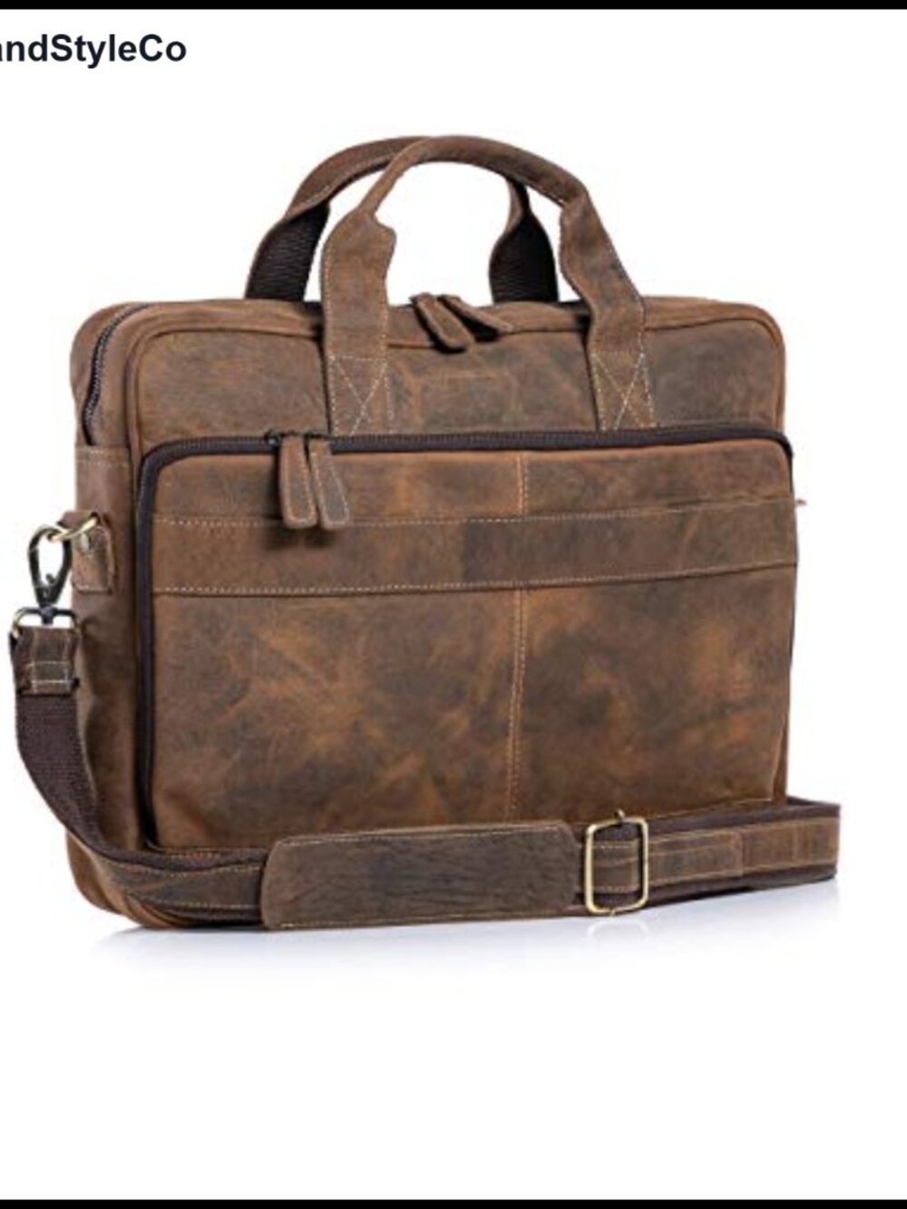 Premium Buffalo Leather Laptop Messenger Bag Briefcase Satchel